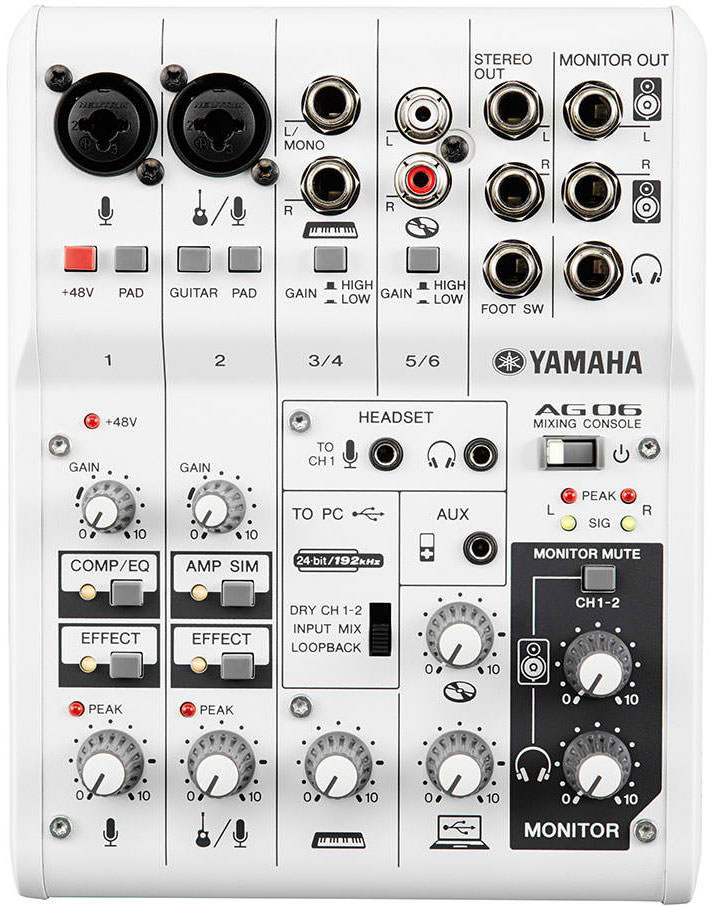 Yamaha AG06 6-Channel Mixer Audio Interface for iPad / Mac / PC